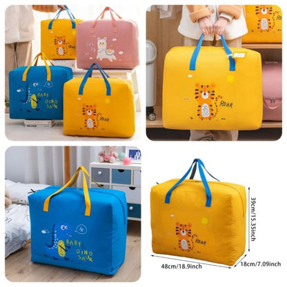 Storage Bags Cartoon Pattern Double Zipper 120 Gsm ( Random Color )